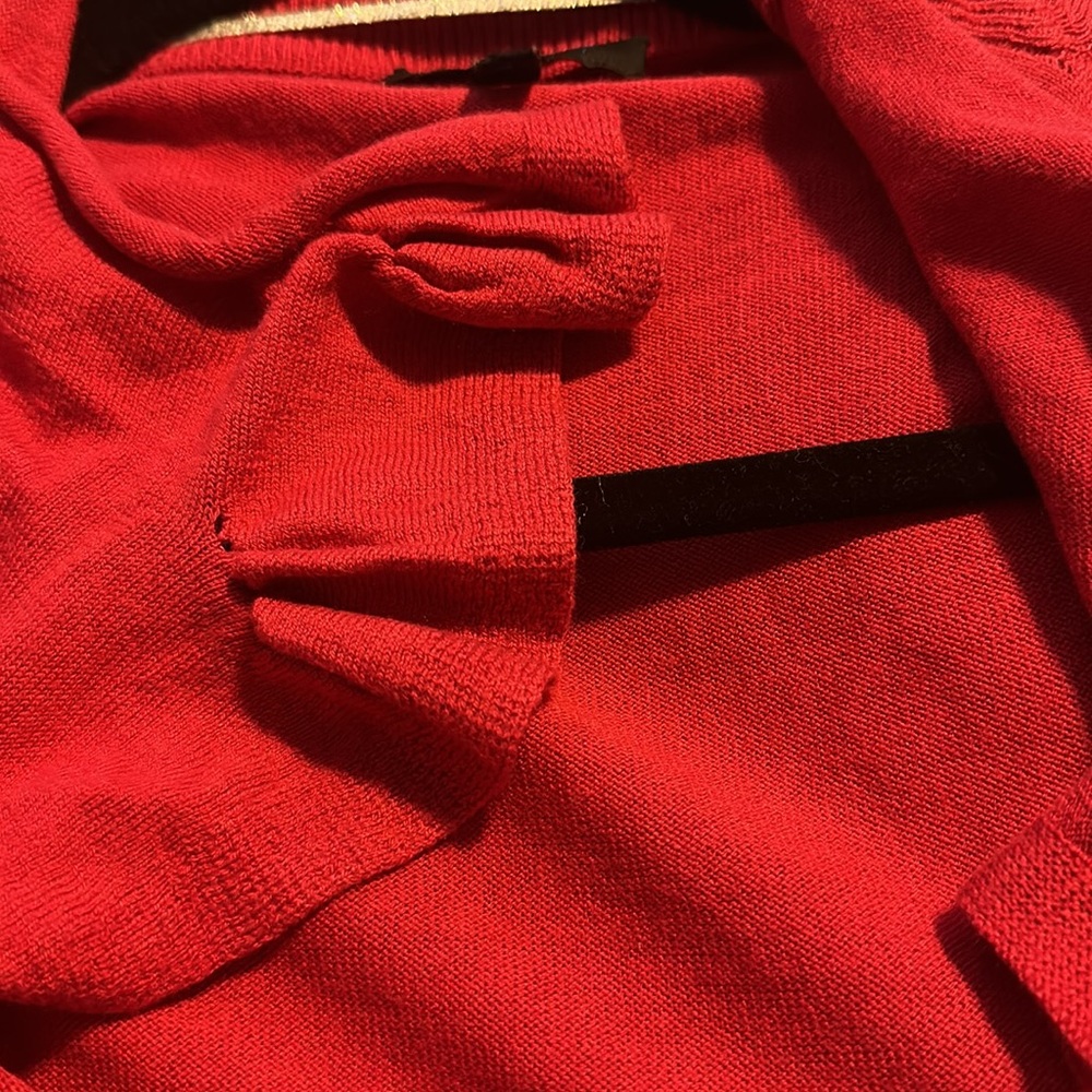 Escada Sport large Pink Ruffled Cardigan Sweater tied but open stretchy fabric - Picture 10 of 10